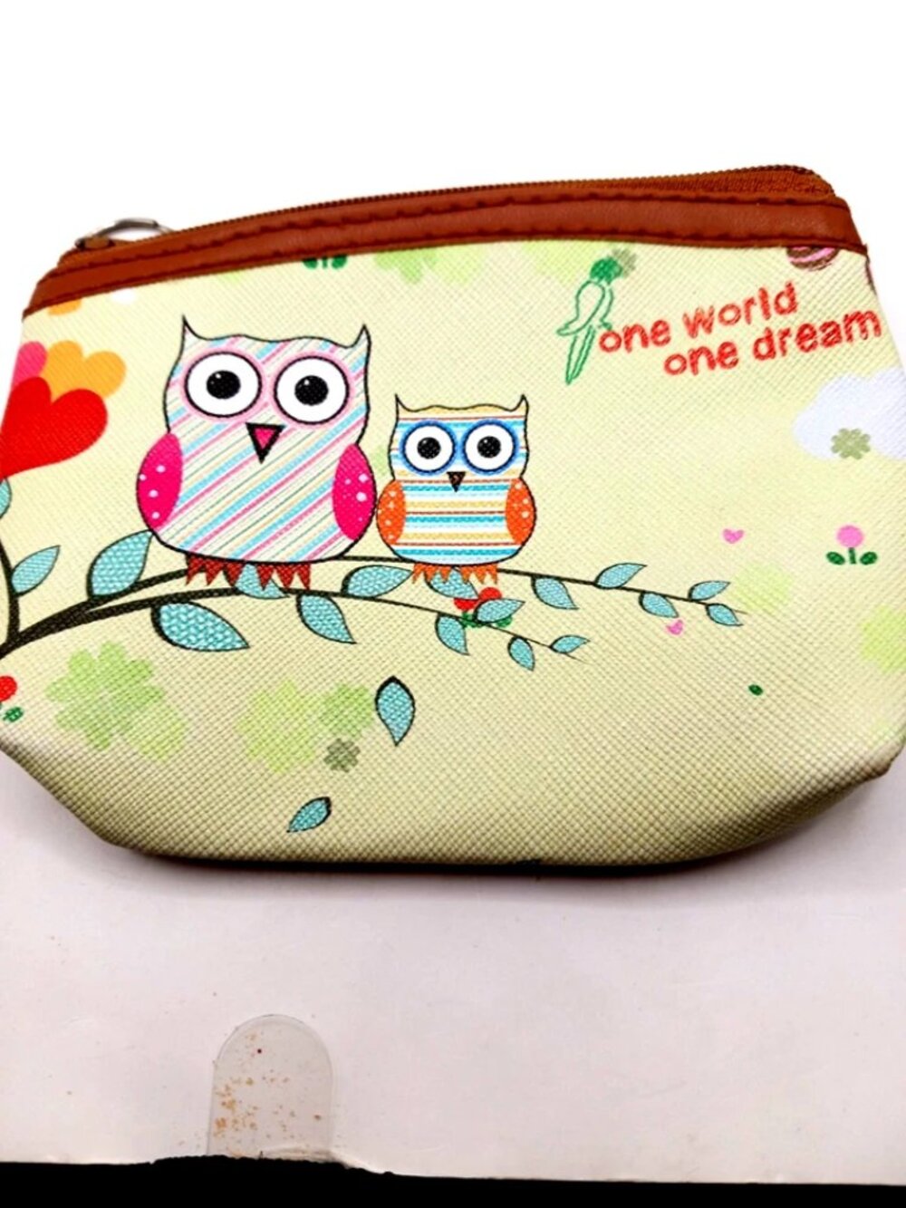 Owl Zippered Coin Purse -Wallet-One World One Dream 4"× 5" - Picture 4 of 6